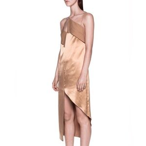 NWT Dion Lee Diagonal Cami Satin Slip Silk Dress Size US 8 / AUS 12 Gold